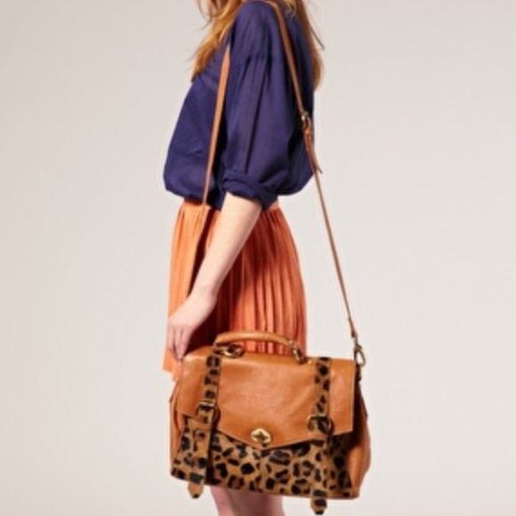 ASOS Premium Leather Bag with Leopard Print Trim - Picture 8 of 8